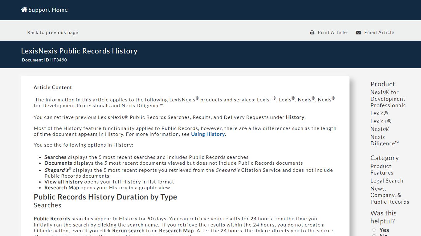 LexisNexis Public Records History